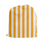 Vertical Stripes - White and Dark Tangerine Orange Drawstring Pouch (XXl)