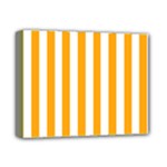 Vertical Stripes - White and Dark Tangerine Orange Deluxe Canvas 14  x 11  (Stretched)