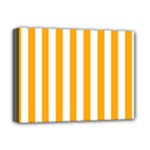 Vertical Stripes - White and Dark Tangerine Orange Deluxe Canvas 16  x 12  (Stretched)