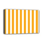 Vertical Stripes - White and Dark Tangerine Orange Deluxe Canvas 18  x 12  (Stretched)