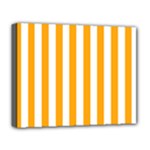 Vertical Stripes - White and Dark Tangerine Orange Deluxe Canvas 20  x 16  (Stretched)