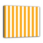 Vertical Stripes - White and Dark Tangerine Orange Deluxe Canvas 24  x 20  (Stretched)