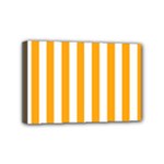 Vertical Stripes - White and Dark Tangerine Orange Mini Canvas 6  x 4  (Stretched)