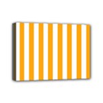 Vertical Stripes - White and Dark Tangerine Orange Mini Canvas 7  x 5  (Stretched)