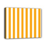 Vertical Stripes - White and Dark Tangerine Orange Canvas 10  x 8  (Stretched)