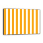 Vertical Stripes - White and Dark Tangerine Orange Canvas 18  x 12  (Stretched)