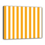 Vertical Stripes - White and Dark Tangerine Orange Canvas 20  x 16  (Stretched)