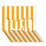 Vertical Stripes - White and Dark Tangerine Orange I Love You 3D Greeting Card (7x5)