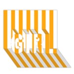 Vertical Stripes - White and Dark Tangerine Orange GIRL 3D Greeting Card (7x5)