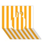 Vertical Stripes - White and Dark Tangerine Orange Apple 3D Greeting Card (7x5)