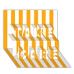 Vertical Stripes - White and Dark Tangerine Orange TAKE CARE 3D Greeting Card (7x5)