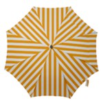 Vertical Stripes - White and Dark Tangerine Orange Hook Handle Umbrella (Small)