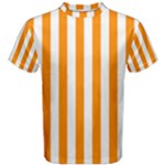 Vertical Stripes - White and Dark Orange Men s Cotton Tee