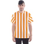 Vertical Stripes - White and Dark Orange Men s Sport Mesh Tee