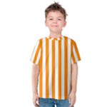 Vertical Stripes - White and Dark Orange Kid s Cotton Tee