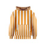 Vertical Stripes - White and Dark Orange Kid s Pullover Hoodie