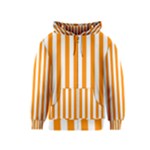 Vertical Stripes - White and Dark Orange Kid s Zipper Hoodie