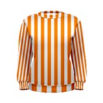 Vertical Stripes - White and Dark Orange Women s Sweatshirt