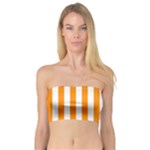 Vertical Stripes - White and Dark Orange Bandeau Top