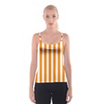 Vertical Stripes - White and Dark Orange Spaghetti Strap Top