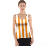 Vertical Stripes - White and Dark Orange Tank Top