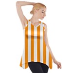 Vertical Stripes - White and Dark Orange Side Drop Tank Tunic