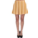 Vertical Stripes - White and Dark Orange Skater Skirt