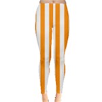 Vertical Stripes - White and Dark Orange Women s Leggings