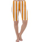 Vertical Stripes - White and Dark Orange Cropped Leggings
