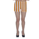 Vertical Stripes - White and Dark Orange Skinny Shorts