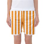 Vertical Stripes - White and Dark Orange Women s Basketball Shorts