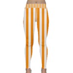 Vertical Stripes - White and Dark Orange Yoga Leggings