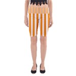 Vertical Stripes - White and Dark Orange Yoga Cropped Leggings