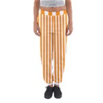 Vertical Stripes - White and Dark Orange Women s Jogger Sweatpants