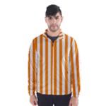 Vertical Stripes - White and Dark Orange Wind Breaker (Men)