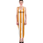 Vertical Stripes - White and Dark Orange OnePiece Catsuit