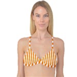 Vertical Stripes - White and Dark Orange Reversible Tri Bikini Top