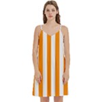Vertical Stripes - White and Dark Orange Women s Reversible Sports Bra with Border