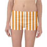 Vertical Stripes - White and Dark Orange Boyleg Bikini Bottoms