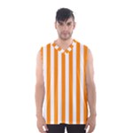 Vertical Stripes - White and Dark Orange Men s Basketball Tank Top