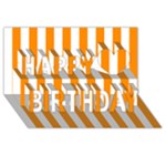 Vertical Stripes - White and Dark Orange Happy Birthday 3D Greeting Card (8x4)