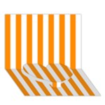 Vertical Stripes - White and Dark Orange Heart Bottom 3D Greeting Card (7x5)