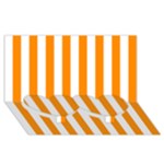 Vertical Stripes - White and Dark Orange Twin Heart Bottom 3D Greeting Card (8x4)