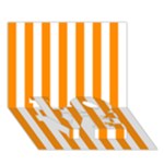 Vertical Stripes - White and Dark Orange LOVE Bottom 3D Greeting Card (7x5)