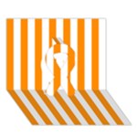 Vertical Stripes - White and Dark Orange Ribbon 3D Greeting Card (7x5)