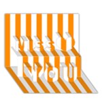 Vertical Stripes - White and Dark Orange Miss You 3D Greeting Card (7x5)