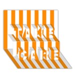 Vertical Stripes - White and Dark Orange TAKE CARE 3D Greeting Card (7x5)