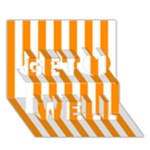 Vertical Stripes - White and Dark Orange Get Well 3D Greeting Card (7x5)