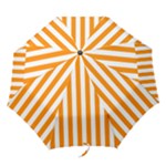 Vertical Stripes - White and Dark Orange Folding Umbrella