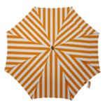 Vertical Stripes - White and Dark Orange Hook Handle Umbrella (Small)